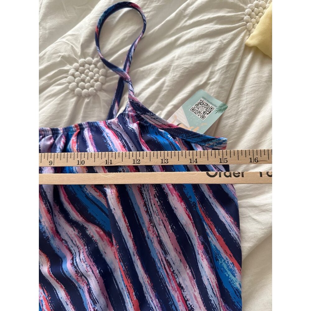 Womens Charmo UPF 50+ Striped Tankini TOP ONLY Sz M Beachy Vacation Tropical NWT - Picture 7 of 9